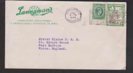 Jamaica 1948 Cover Kingston To West Malvern England , 1/2d Green & 2d Palm KGVI Definitive Franking - Jamaica (...-1961)