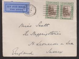 Jamaica 1935 Air Mail Cover Kingston To Sussex England , 2 X 4d Spanish Town Cathedral Franking - Jamaica (...-1961)