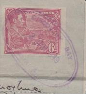 Jamaica 1949 Discovery Bay Oval Violet Cancel On Large Piece Of Air Letter - Jamaica (...-1961)