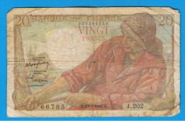 FRANCIA - FRANCE = 20  Francs 1949  P-100  PECHEUR / Pescador - Serie J - 20 F 1942-1950 ''Pêcheur''