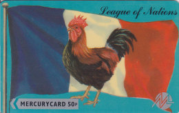 Mercury, MER095, League Of Nations, French Cockerel, Flag, 2 Scans.   20MERA - [ 4] Mercury Communications & Paytelco