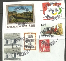 DENMARK Dänemark Danmark Cover Cut Out With Stamps + Nice Cancels - Gebruikt