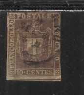 ANTICHI STATI ASI : TOSCANA 1860 GOVERNO PROVVISORIO CENTESIMI 10 BRUNO ANNULLATO USED - Toscane