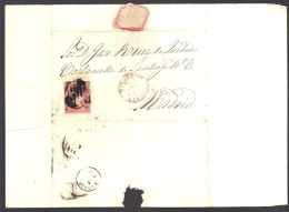 ESPAGNE 1858 4 C  Obl. S/Lettre Entiére Pour Cuenca En Rouge /Madrid - Storia Postale