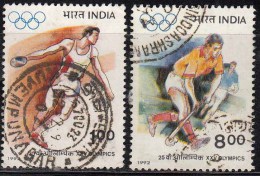 India Used 1992, 2 Diff., Olympics, Discus Throw, Hockey, Sport, - Used Stamps