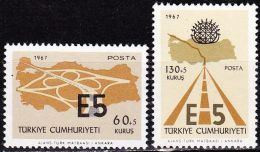 Turkey : 1967 European Highway E 5 Complete MNH Set Michel 2058 / 2059 - Unused Stamps