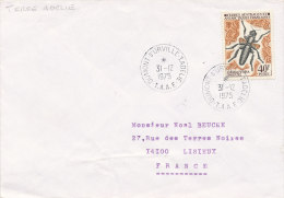 E 269 / TAAF  SUR  LETTRE  -DUMONT D'URVILLE T. ADELIE -1975 - - Lettres & Documents