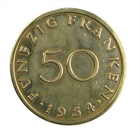 Allemagne -  50 Franken - Saarland - 1954  -  Br.Alu - Tb+ - 50 Franken