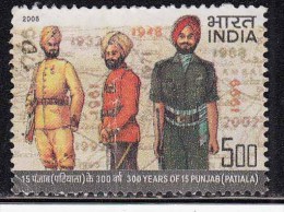 India Used 2005, 300 Year Of Punjab Regiment, Patiala, Uniforn, Map, Militaria ,  (sample Image) - Used Stamps