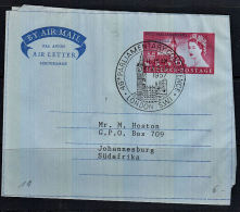 F0013 GREAT BRITAIN (GB) 1957, Parliamentary Conference Airletter  FDC To South Africa - Cartas & Documentos