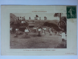 Laroque Ou Environs.battage Du Blé En Gascogne.la Machine à Vapeur.rare - Laroque Timbault