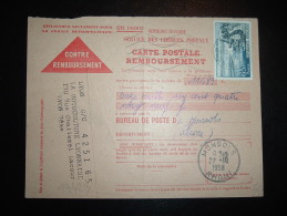 CP CR TP EVIAN LES BAINS 65F OBL.MEC. 25-10-1958 LYON MOUCHE (69 RHONE) - Tariffe Postali