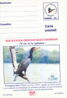 BIRDS, PHALACROCORAX CARBO, PC STATIONERY, ENTIERE POSTAUX, UNUSED, 2000, ROMANIA - Albatrosse & Sturmvögel