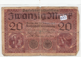 Billets - B913 -  Allemagne   - Billet 20 Mark 1920  ( Type, Nature, Valeur, état... Voir 2scans) - Zwischenscheine - Schatzanweisungen