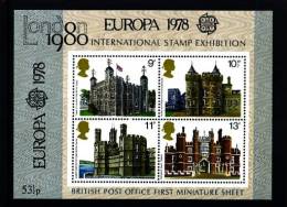 GREAT BRITAIN - 1978  B.P.O. FIRST MINIATURE SHEET OVERPRINTED EUROPA 1978  MINT NH - Blocks & Miniature Sheets