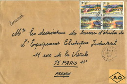 1968  Imprimés AD  Avion Pour La France Paysages  Tuamotu Yv 30 X2, Marquises Yv 33 X2 - Lettres & Documents