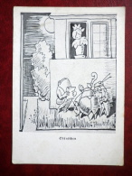 Illustration By Wilhelm Busch - Ständchen - Karikatur - Caricature - Serenade - Frog - Grasshopper - Unused - Busch, Wilhelm