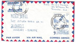 Canada 1957 Letter,Toronto To Budapest Mi.312 Fishing Mi.313 Swimming Mi.315 Skiing - Lettres & Documents