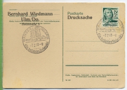 Postkarte, Drucksache  Mit Frank.,  Fr. Zone 12 Pf. Schiller. Mit Sonderstempel 7.2.48, Zustand: Gut - Wangen I. Allg.