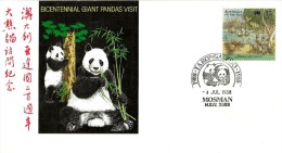 AUSTRALIA COVER VISIT OF GIANT PANDA BEAR ANIMAL STAMP OF 37 CENTS DATED 04-07-1988 CTO SG? READ DESCRIPTION !! - Covers & Documents