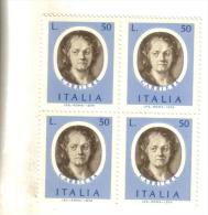 Francobolli Italia-quartina- L. 50 Carrera- 1974 - Blocs-feuillets