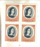 Francobolli Italia-quartina- L. 50 Raffaello- 1974 - Blocs-feuillets