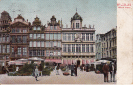 Bruxelles. - Grand´ Place.  Maison Des Corporations;  Prachtige Gekleurde Kaart Uit 1912 Naar Liège - Märkte
