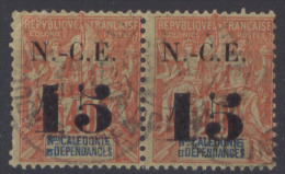 #45# NOUVELLE CALEDONIE N° 66 Oblitéré En Paire (surcharge Espacée Tenant à Normal) - Used Stamps