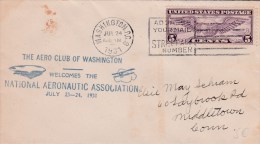 USA - 1931  - POSTE AERIENNE - ENVELOPPE AIRMAIL De WASHINGTON   - WELCOME TO THE NATIONAL AERONAUTIC ASSOCIATION - 1c. 1918-1940 Briefe U. Dokumente