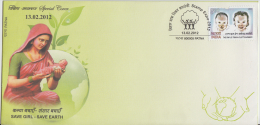 India  2012  Save Girl - Save Earth  Special Cover # 50086 - Brieven En Documenten