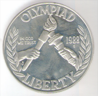 STATI UNITI 1 DOLLAR 1988 OLYMPIAD USA SILVER FONDO SPECCHIO - Herdenking