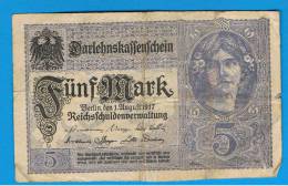 ALEMANIA - GERMANY -  5 Mark 1917 MBC-  P-56 - 20 Mark