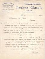 ESPAGNE - EIBAR - FABRIQUE DE BIJOUX - BIJOUTERIE DAMASQUINEE " VERITABLE TOLEDO " - PAULINO OLASOLO - LETTRE - 1924 - España