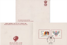 India  1981  Hockey  2v Stamps  Asian Games  VIP Presentation Folder # 50153 - Hockey (su Erba)