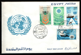 EGYPT / 1983 / UN'S DAY / UN / IMO / ITU / UPU / FAO / FISHERY RESOURCES / FISH / SHIP / FDC  . - Brieven En Documenten