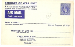 LPP12/3- GRANDE BRETAGNE AEROGRAMME POUR LES PRISONNIERS DE GUERRE NEUF - Stamped Stationery, Airletters & Aerogrammes