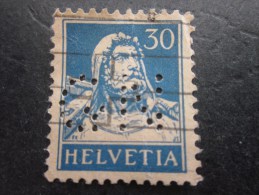 Timbre :  SUISSE HELVETIA  : Perforé Perforés Perfin Perfins Stamp Perforated PERFORE  > GN Trés Bon - Perforés