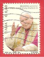 ITALIA REPUBBLICA USATO - 2011 - Beatificazione Di Papa Giovanni Paolo II - € 0,60 - S. 3232 - 2011-20: Oblitérés