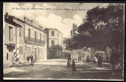 CPA ANCIENNE- FRANCE- CASTELNAU (34)- LA PLACE DE LA MAIRIE EN ÉTÉ- BELLE ANIMATION GROS PLAN- CAFÉ RUSSE- MAISON THIBAL - Castelnau Le Lez