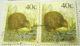 New Zealand 1988 Bird Brown Kiwi 40c X2 - Used - Oblitérés