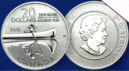 CANADA $20 DOLLARS CANOE FRONT QEII HEAD BACK 2011 AG SILVER UNC KM? READ DESCRIPTION CAREFULLY !!! - Canada