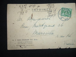 CARTE TARIF IMPRIME POUR LA FRANCE TP 2 1/2 C OBL. 29 III 10 HILLEGOM 1935 + VAN ENGELEN FLEURS - Cartas & Documentos