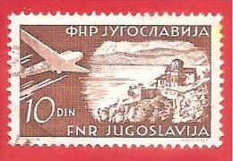 JUGOSLAVIA - USATO - 1951 - Airmail - Vedute - Landscape - 10 Dinar - Michel YU 648A - Gebruikt