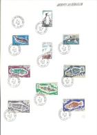 Timbres Oblitérés Sur Feuille Format A4 : N° 13A; 17; 22; 30; 34 à 38 - KERGUELEN 22/2/1971 - Used Stamps