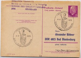WAPPEN SINT-AMANDSBERG Gent Belgien 1970 Auf DDR P74 A Antwort-Postkarte ZUDRUCK BÖTTNER #1 - Briefe U. Dokumente