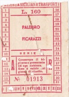 PALERMO /  FICARAZZI  - Azienda Siciliana Trasporti -  BIGLIETTO  _ Lire 160 - Europe