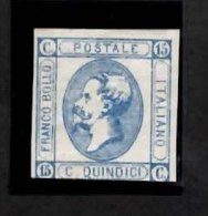 ITALY 15c. Imperf Definitive Issue (open C) 1863 Mounted Mint Cut Close At Base No Gum - Ongebruikt