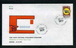 TURKEY 1985 FDC - Introduction Of Turkish Postal Code, Ankara, Oct. 23 - FDC