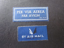 étiquettes Postales Par Avion By Air Mail  Corréos Aéro  Per Via Aéra Document Des Postes: - Autres & Non Classés