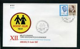 TURKEY 1987 FDC - XII. International Turkish Cooperative Congress, Ankara, Dec. 15 - FDC